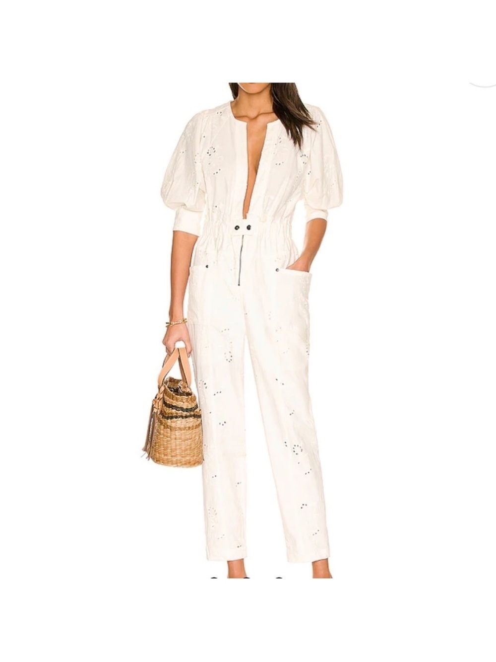 Free People  Loving You Ivory Eyelet Jumpsuit